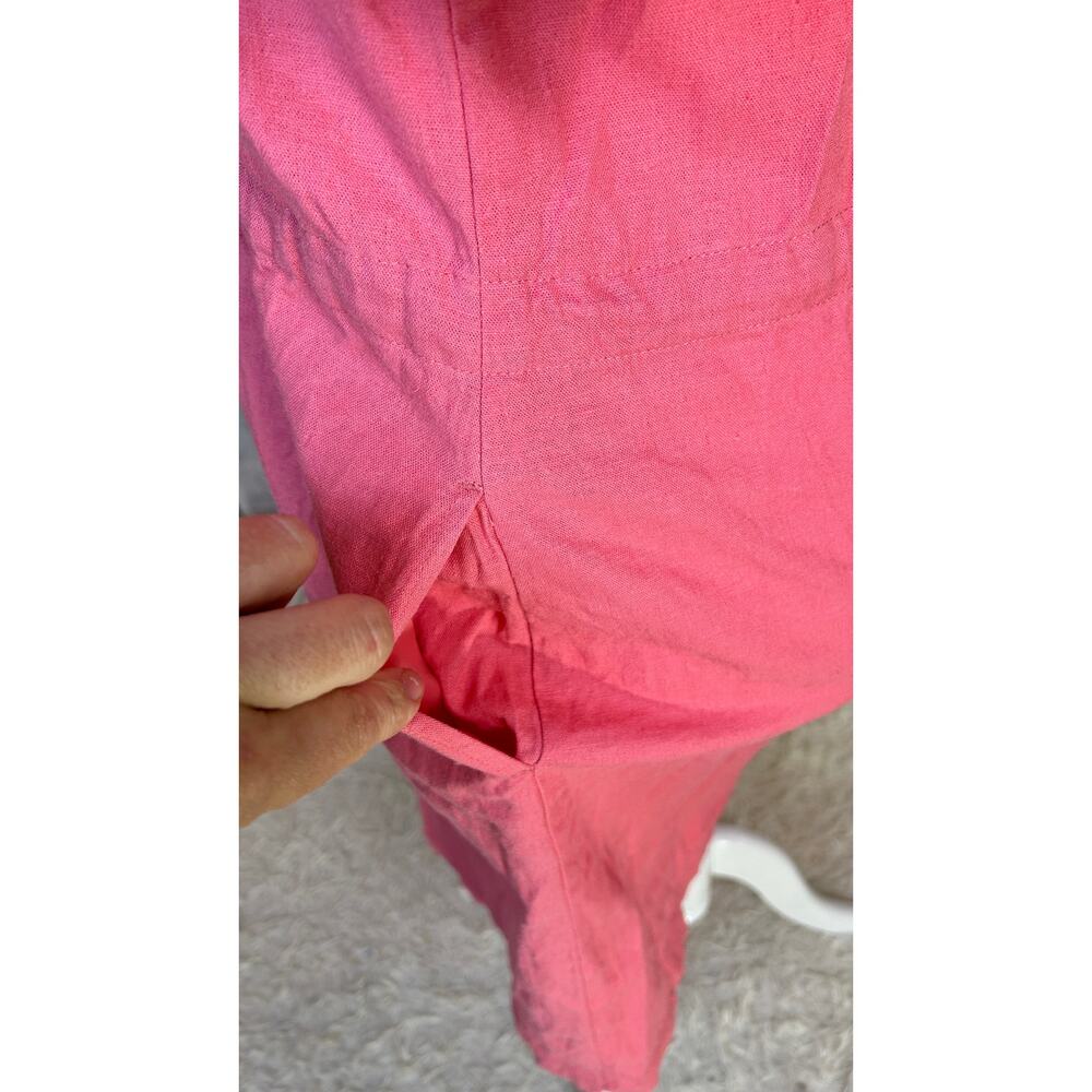 Appleseed’s Women's Size 14 Petite Pink Linen Button Up Shirt Dress  #0513 - Picture 7 of 14